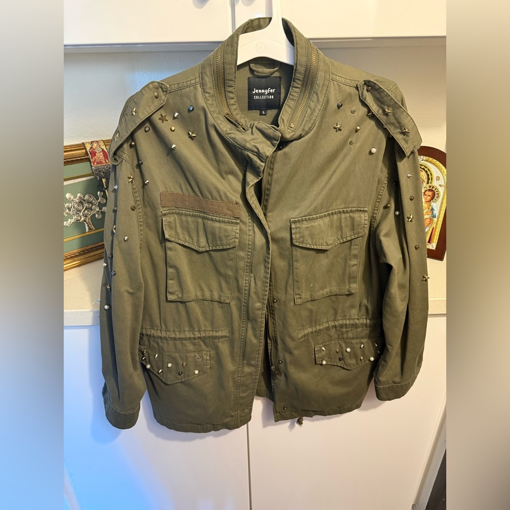 Military Olive Green Studded Jacket